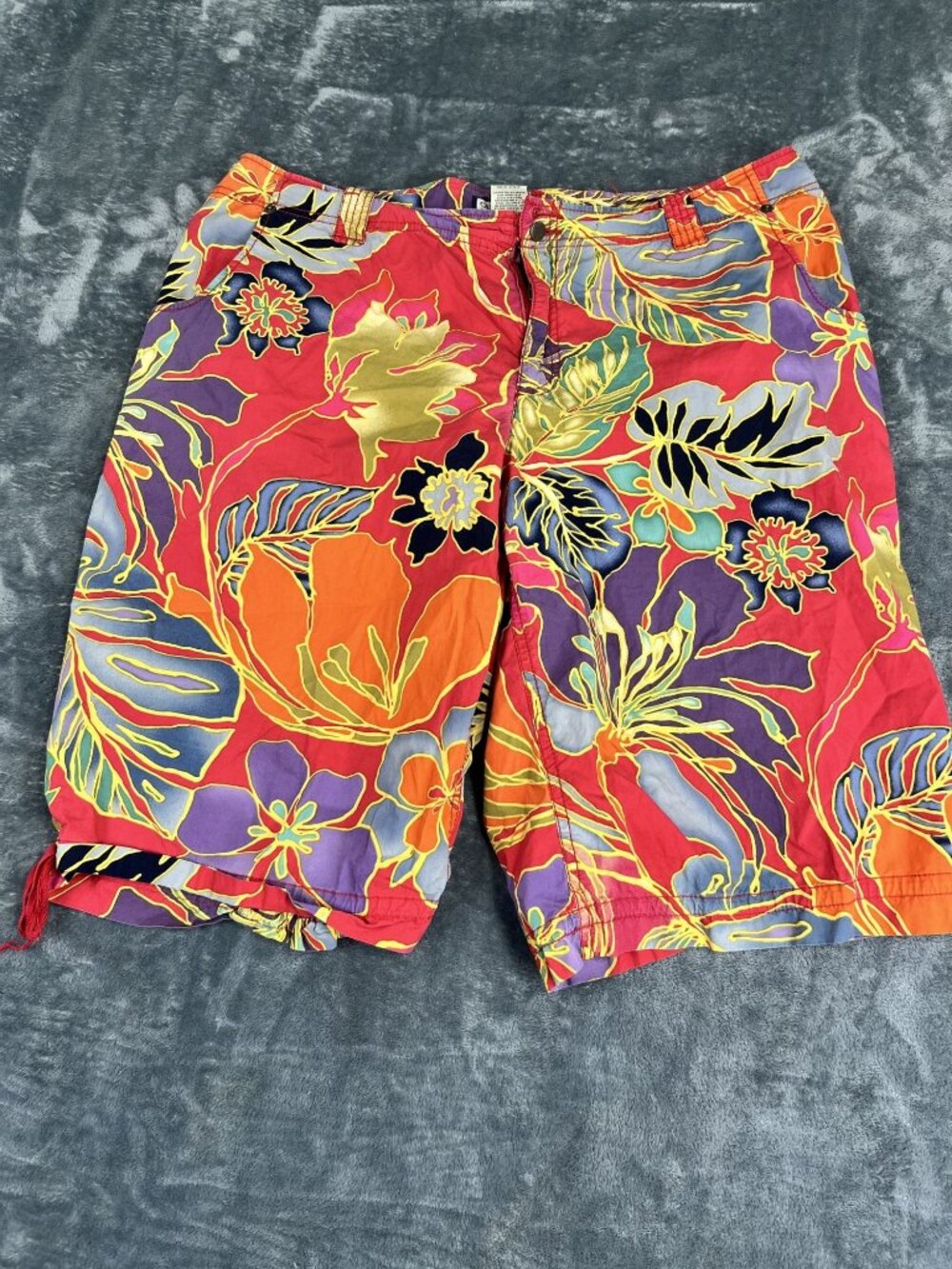 Caribbean Joe Womens Multicolor Tropical Floral Bermuda Shorts 16W